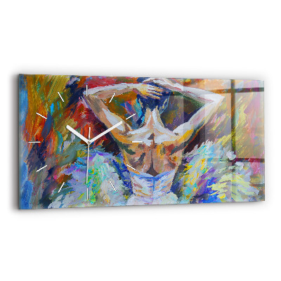 Ceas orizontale de perete din sticlă la modă Balerina pictată