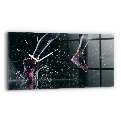 Ceas orizontale de perete din sticlă la modă Stil de viață sănătos și alergare