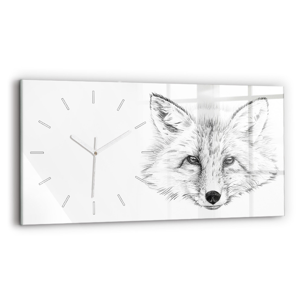 Ceas orizontale de perete din sticlă la modă Cap de vulpe vectorial