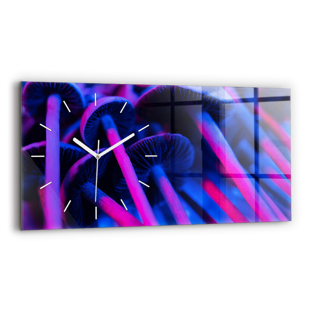 Ceas orizontale de perete din sticlă la modă Ciuperci magice colorate