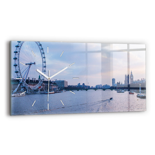 Ceas orizontale de perete din sticlă la modă Panorama orașului London Eye
