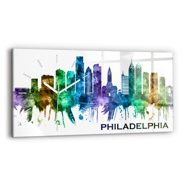 Ceas orizontale de perete din sticlă la modă Philadelphia colorată