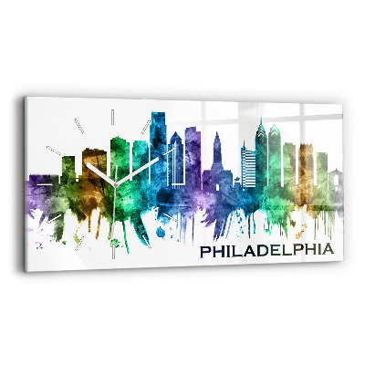 Ceas orizontale de perete din sticlă la modă Philadelphia colorată