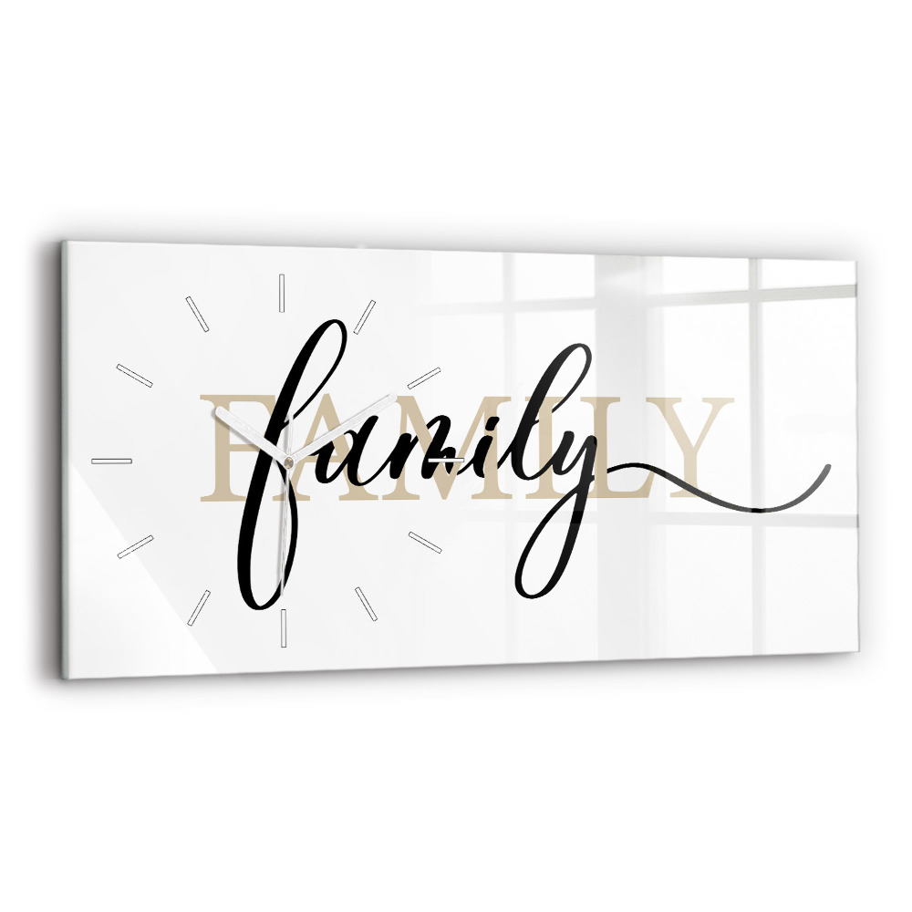 Ceas orizontale de perete din sticlă la modă Inscripția Familie