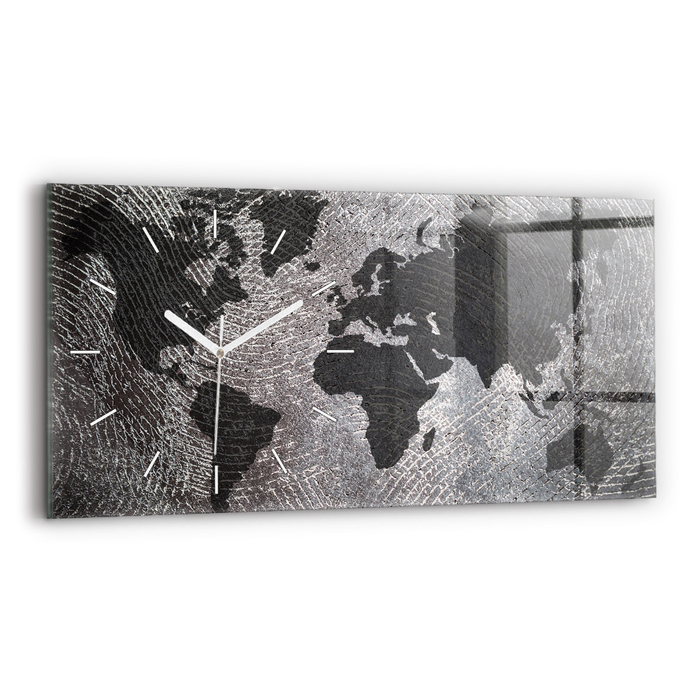 Ceas perete din sticlă orizontale la modă Hartă mondială din beton