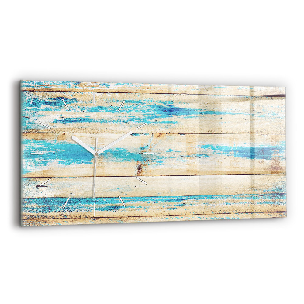 Ceas orizontale de perete din sticlă la modă Lemn zgâriat