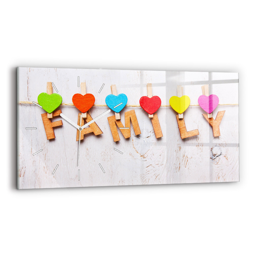 Ceas perete din sticlă orizontale la modă Familia de inscripții