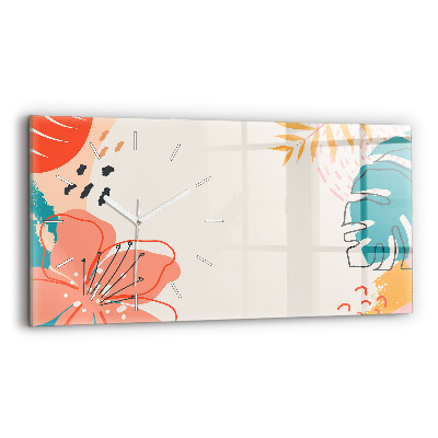 Ceas orizontale de perete din sticlă la modă Plante hawaiene