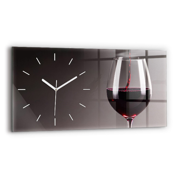 Ceas orizontale de perete din sticlă la modă Un pahar de vin roșu