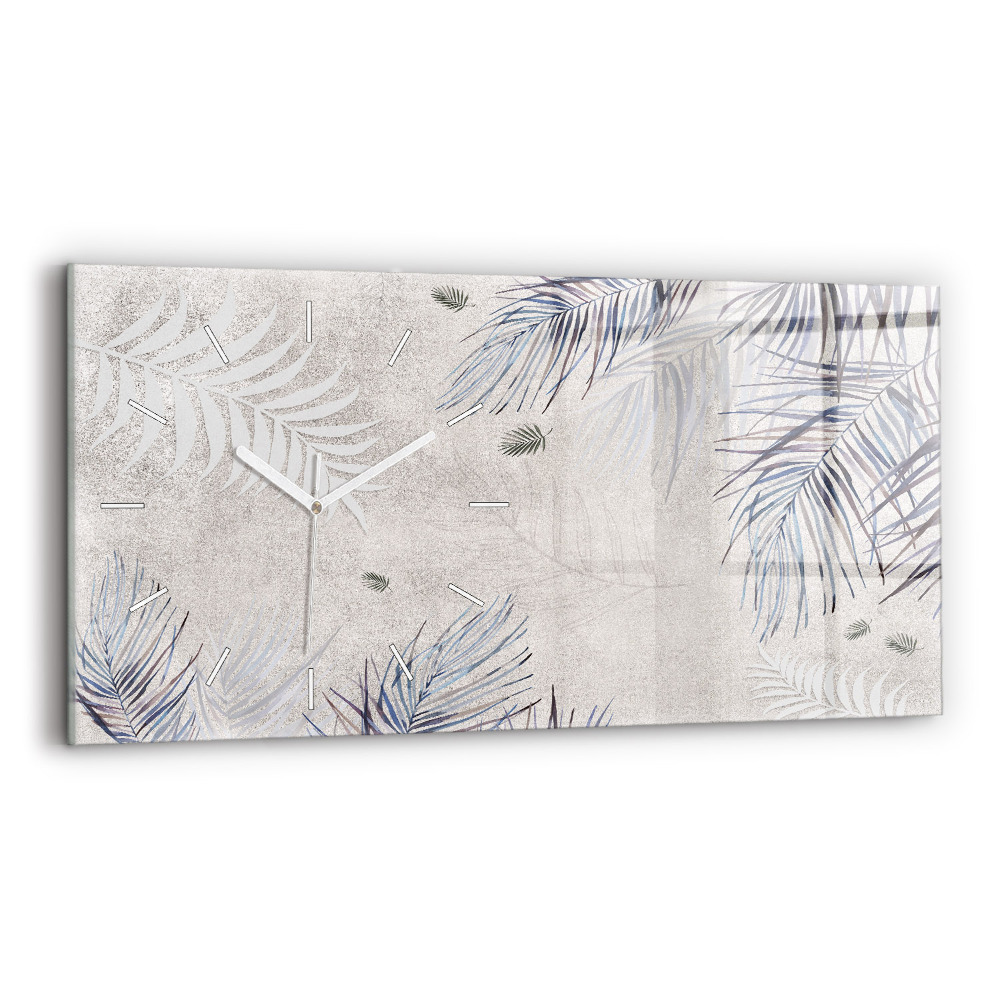 Ceas perete din sticlă orizontale la modă Frunză de palmier