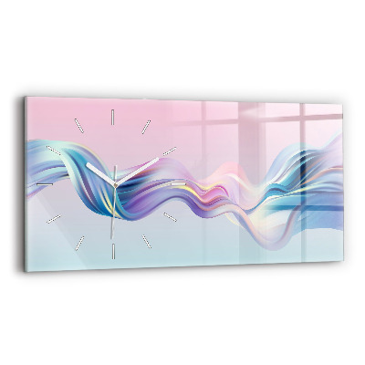 Ceas orizontale de perete din sticlă la modă Element de curgere a fluidului