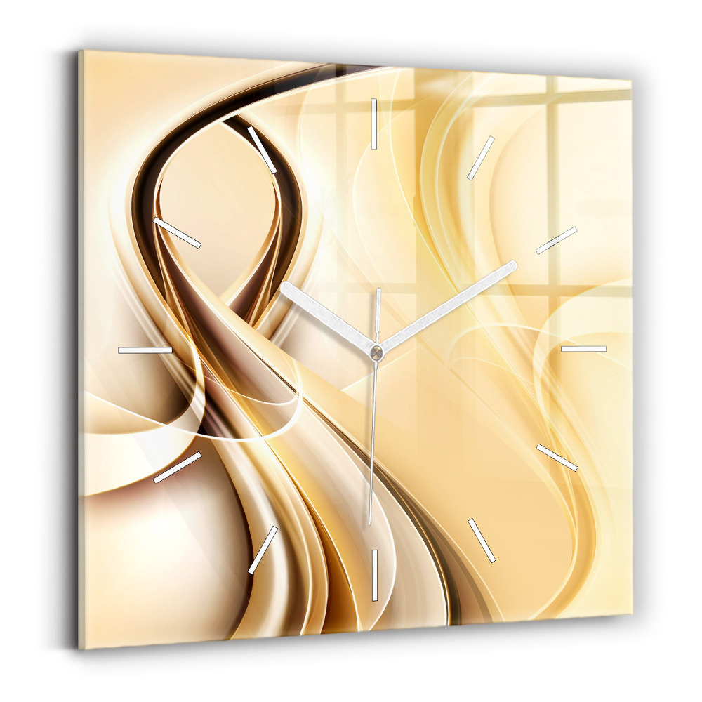 Ceas perete din sticlă pătrat Unde de abstractizare