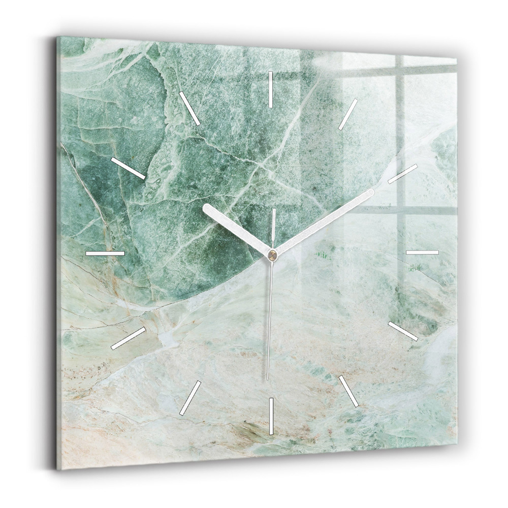 Ceas perete din sticlă pătrat Textură de piatră de marmură