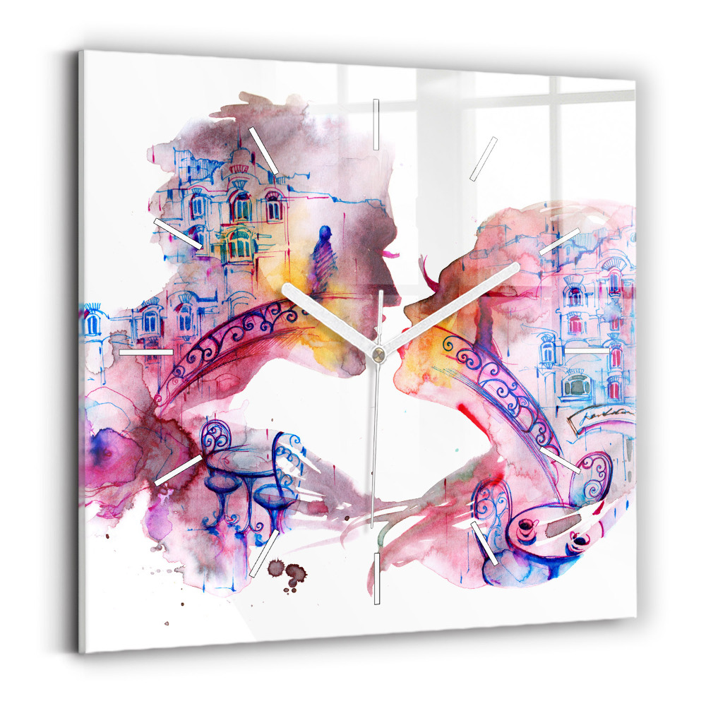 Ceas perete din sticlă pătrat Două trupuri, un suflet