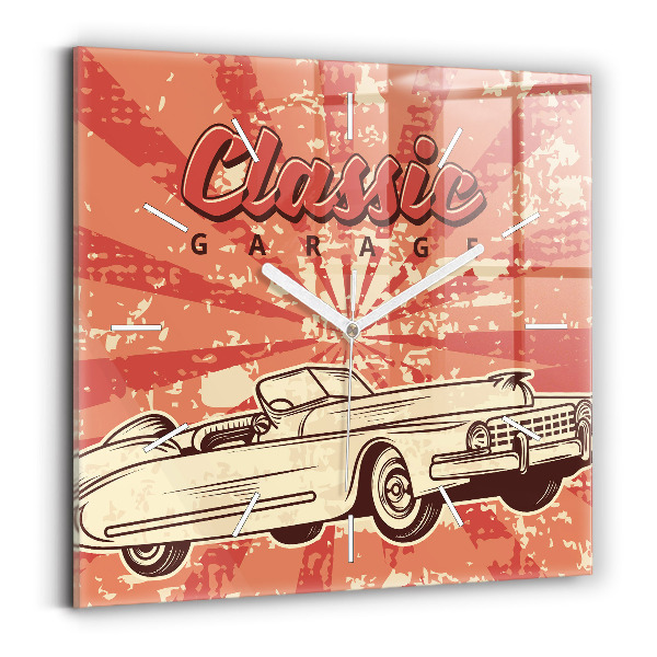 Ceas perete din sticlă pătrat Mașină retro de epocă