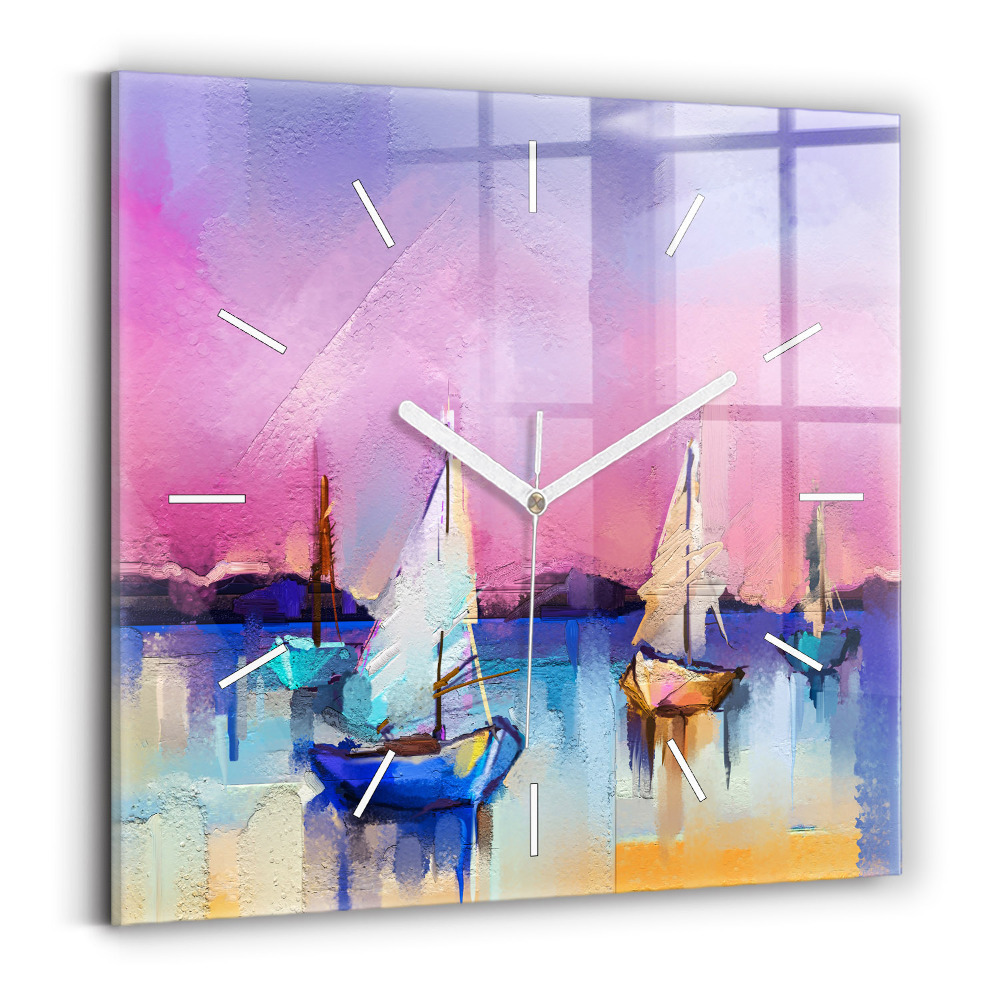 Ceas perete din sticlă pătrat Peisaj marin
