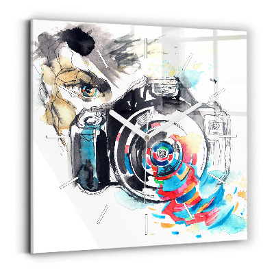 Ceas perete din sticlă pătrat Fotografă