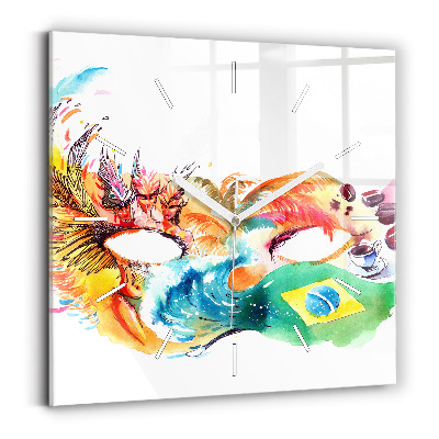 Ceas pătrat de perete din sticlă Cultură - Drapelul Brazilian