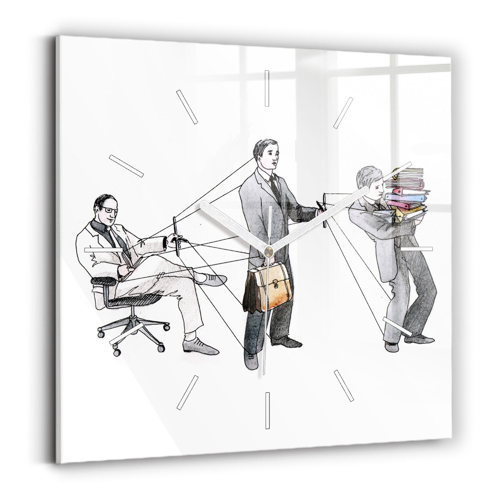 Ceas perete din sticlă pătrat Oamenii păpușăreși