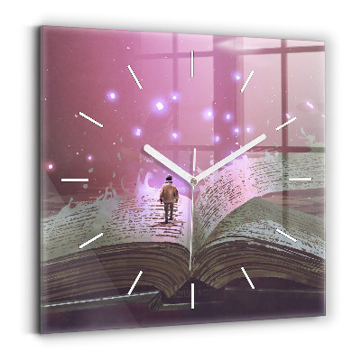 Ceas pătrat de perete din sticlă Carte de abstractizare