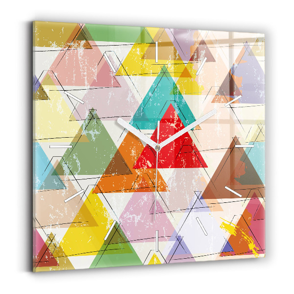 Ceas perete din sticlă pătrat Triunghiuri geometrice