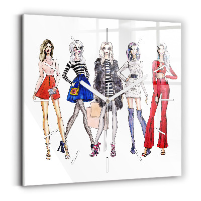 Ceas pătrat de perete din sticlă Fete la modă