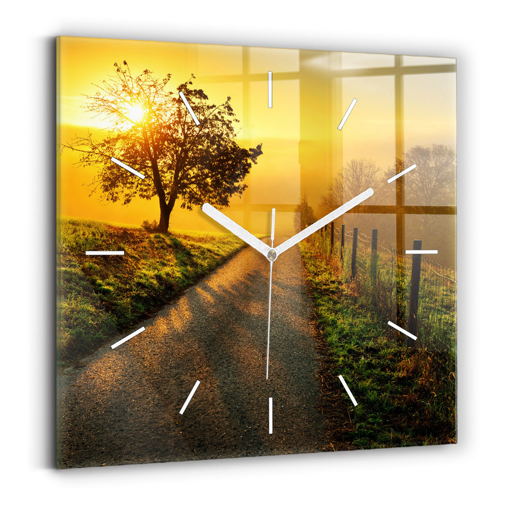 Ceas perete din sticlă pătrat Ceață la răsărit