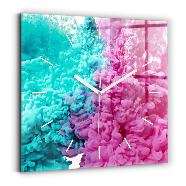 Ceas pătrat de perete din sticlă Artă modernă - pete