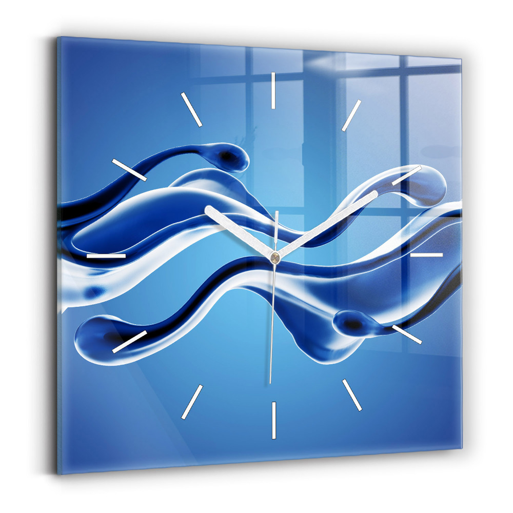 Ceas pătrat de perete din sticlă Abstracție lichidă