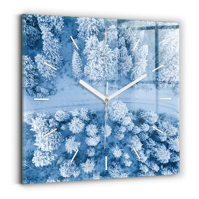 Ceas pătrat de perete din sticlă Pădurea văzută dintr-o dronă