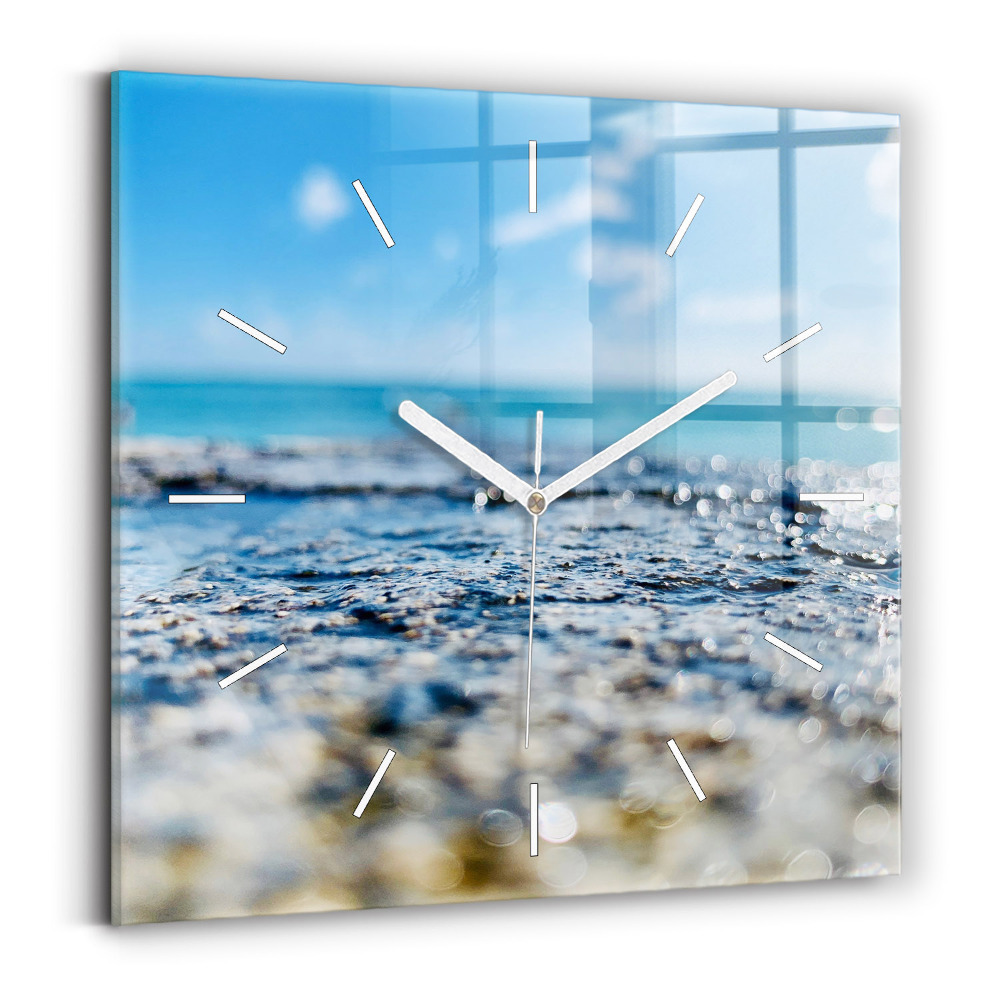 Ceas perete din sticlă pătrat Fotografie acvatică