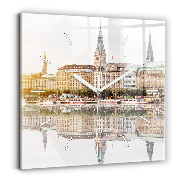 Ceas pătrat de perete din sticlă Râul Hamburg, Germania