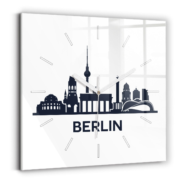Ceas perete din sticlă pătrat Ilustrație a orașului Berlin