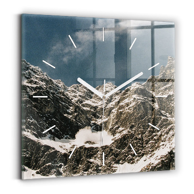 Ceas perete din sticlă pătrat Munții Watzmann