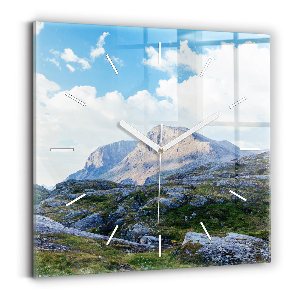 Ceas perete din sticlă pătrat Peisaj stâncos