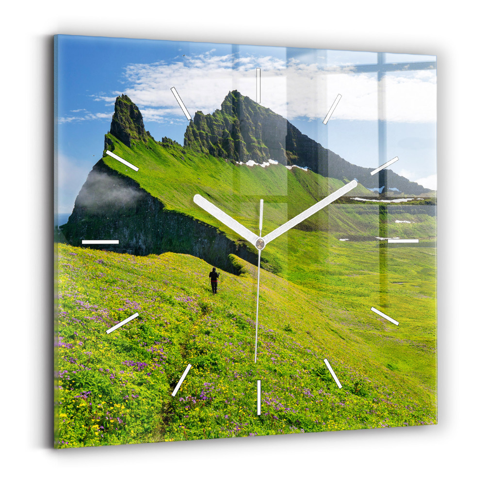 Ceas pătrat de perete din sticlă Rezervația Hornstrandir din Islanda