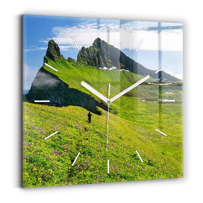 Ceas pătrat de perete din sticlă Rezervația Hornstrandir din Islanda