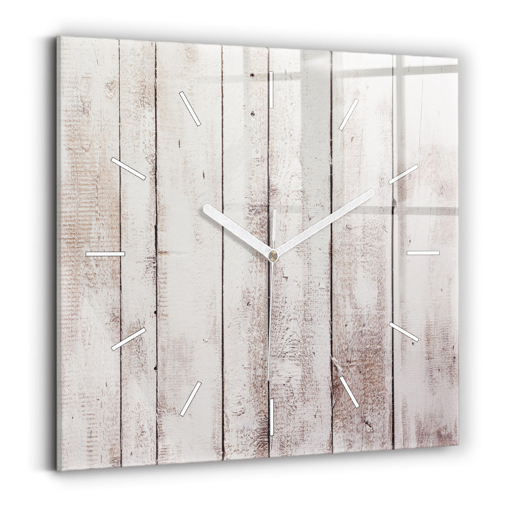 Ceas pătrat de perete din sticlă Scânduri de lemn deschis la culoare