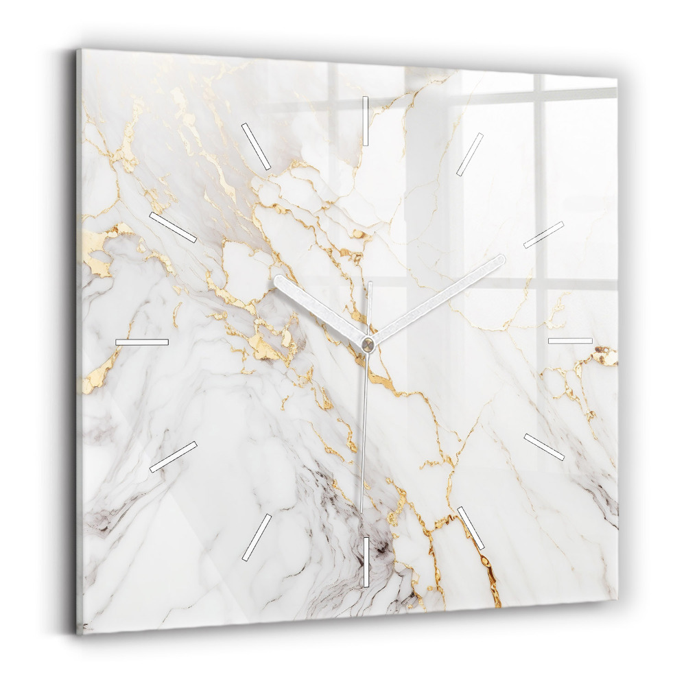 Ceas pătrat de perete din sticlă Marmură decorativă