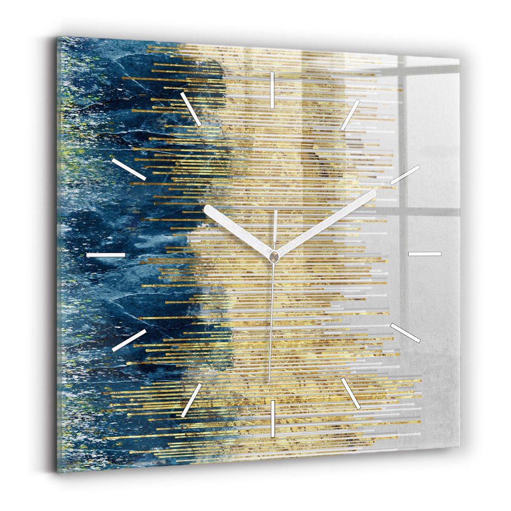 Ceas pătrat de perete din sticlă Model decorativ și aur