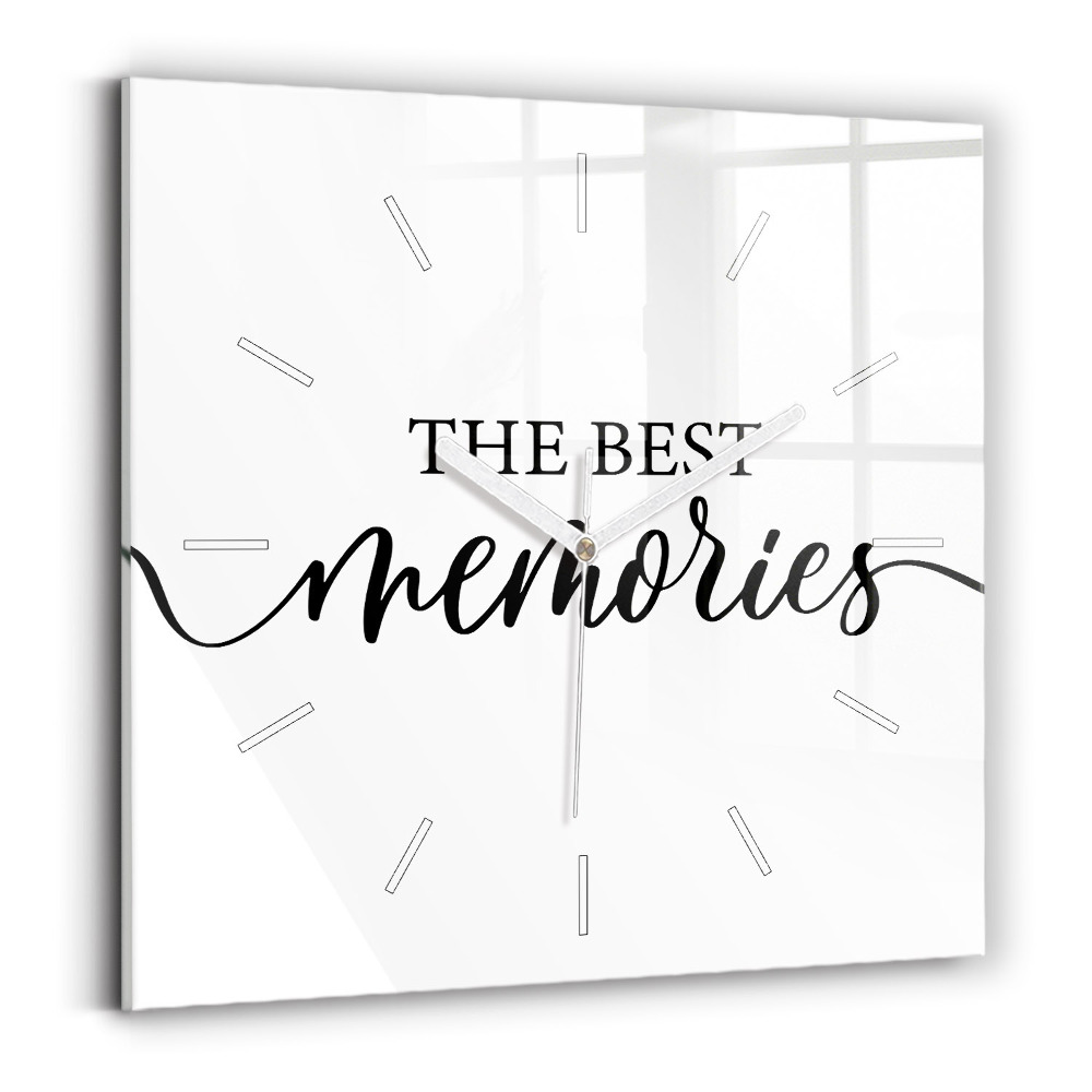 Ceas pătrat de perete din sticlă Inscripția Amintiri