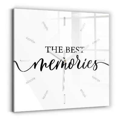 Ceas pătrat de perete din sticlă Inscripția Amintiri