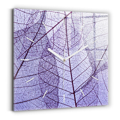 Ceas pătrat de perete din sticlă Frunze – natură