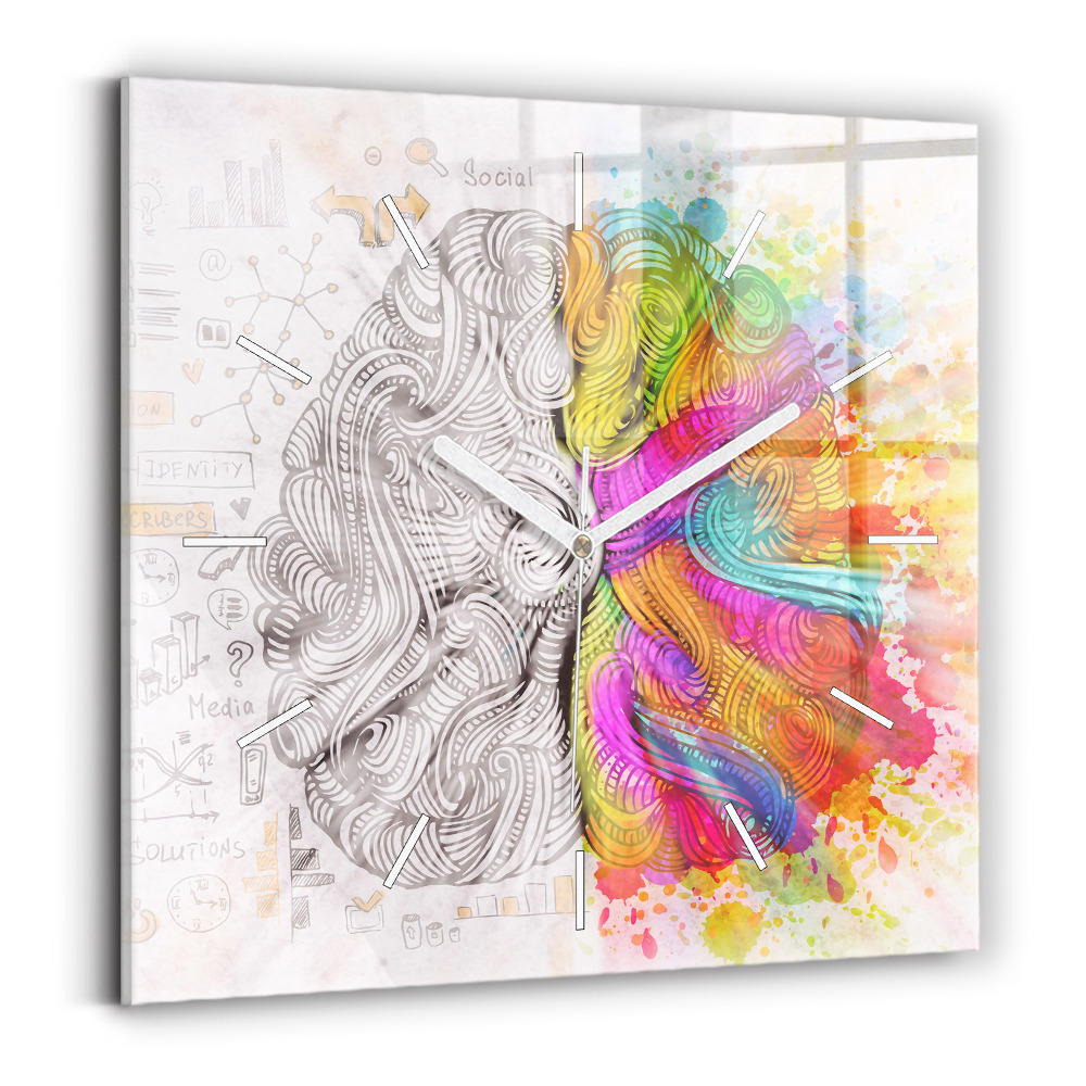 Ceas perete din sticlă pătrat Creier abstract