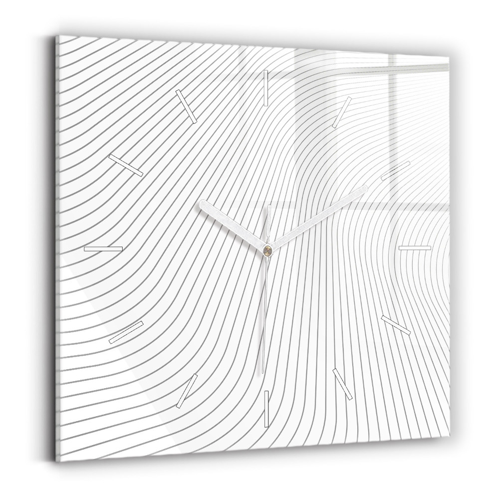 Ceas perete din sticlă pătrat Linii de abstractizare