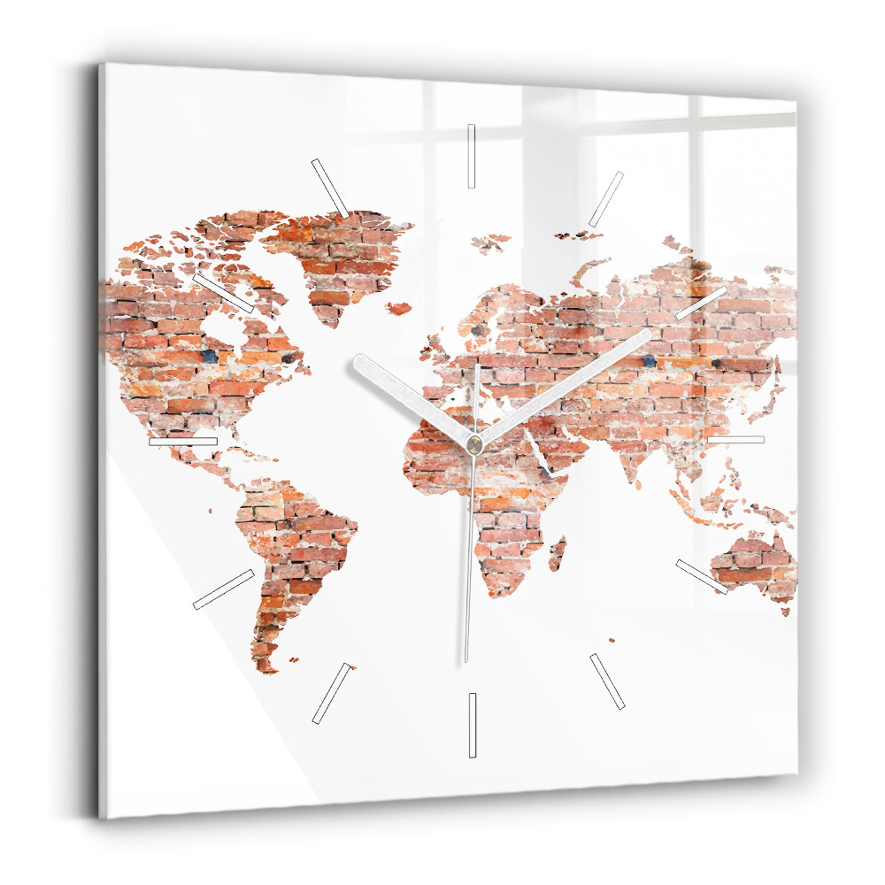 Ceas perete din sticlă pătrat Hartă veche din cărămidă