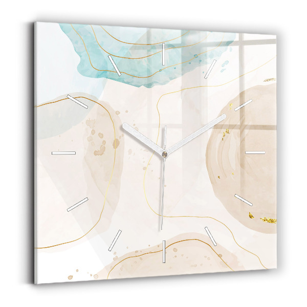 Ceas perete din sticlă pătrat Pete de acuarelă