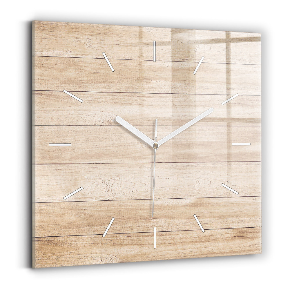 Ceas perete din sticlă pătrat Textură de lemn