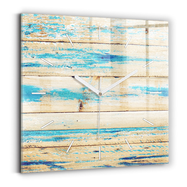 Ceas perete din sticlă pătrat Lemn zgâriat