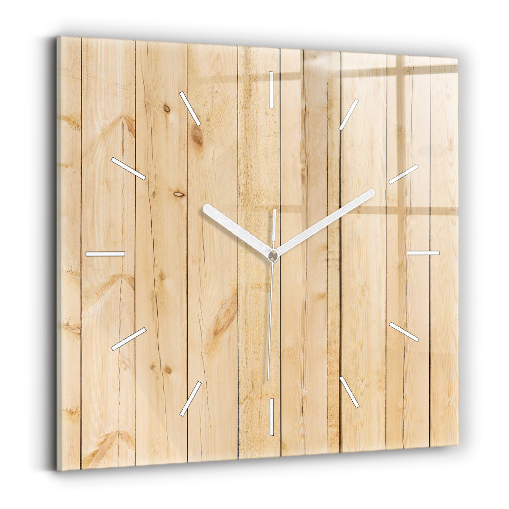 Ceas perete din sticlă pătrat Scânduri de lemn